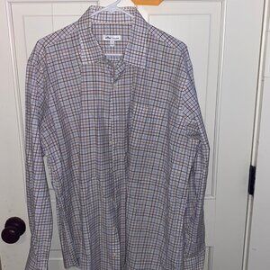 Peter Millar Men's XL Dress Shirt - Classic Fit, Brown, White, Blue